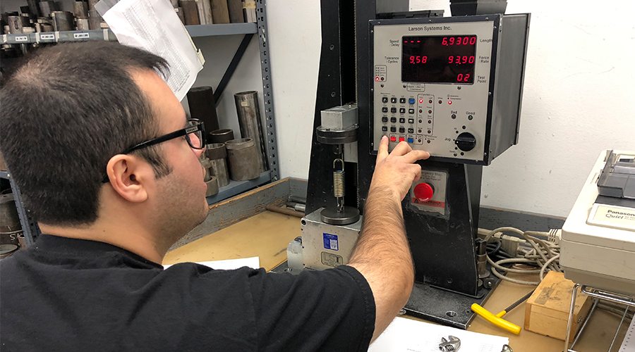 Cycle testing of custom springs and formed metal parts